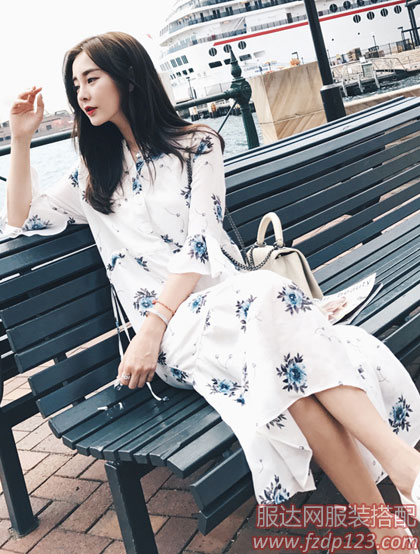 韩版学生显瘦中长款小清新裙子